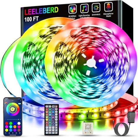 Bedroom Led Lights 100ft Rgb Strip Lights with Remote and App Control 1